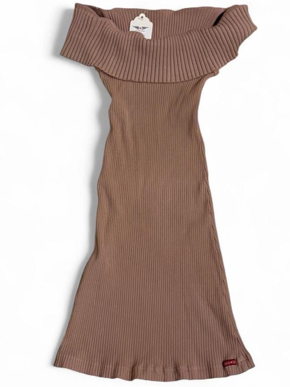 NEW Hard Tail off the shoulder ribbed knit mini dress in mauve